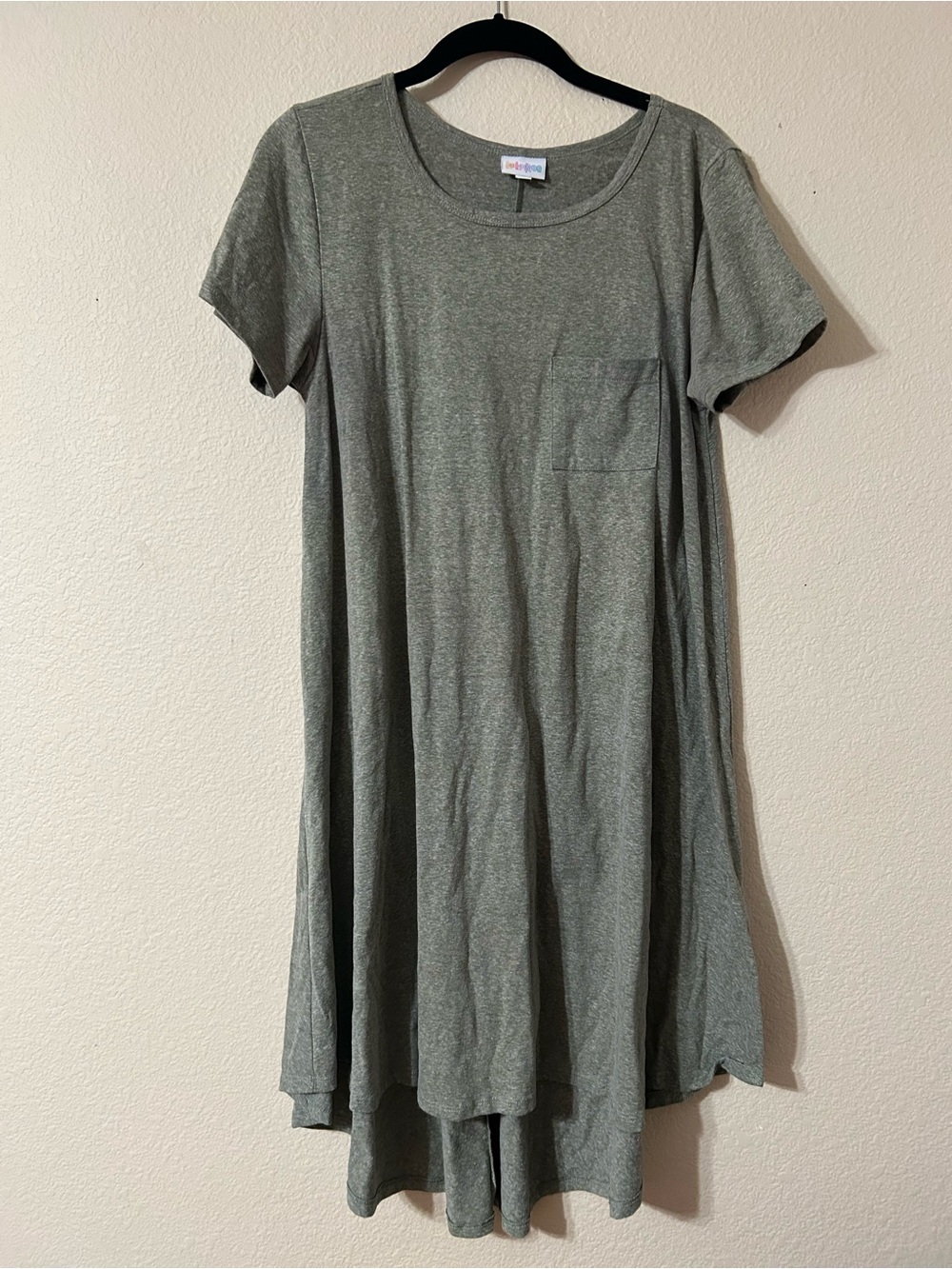 LulaRoe Short Sleeve Heathered Light Green/Gray Carly Dress